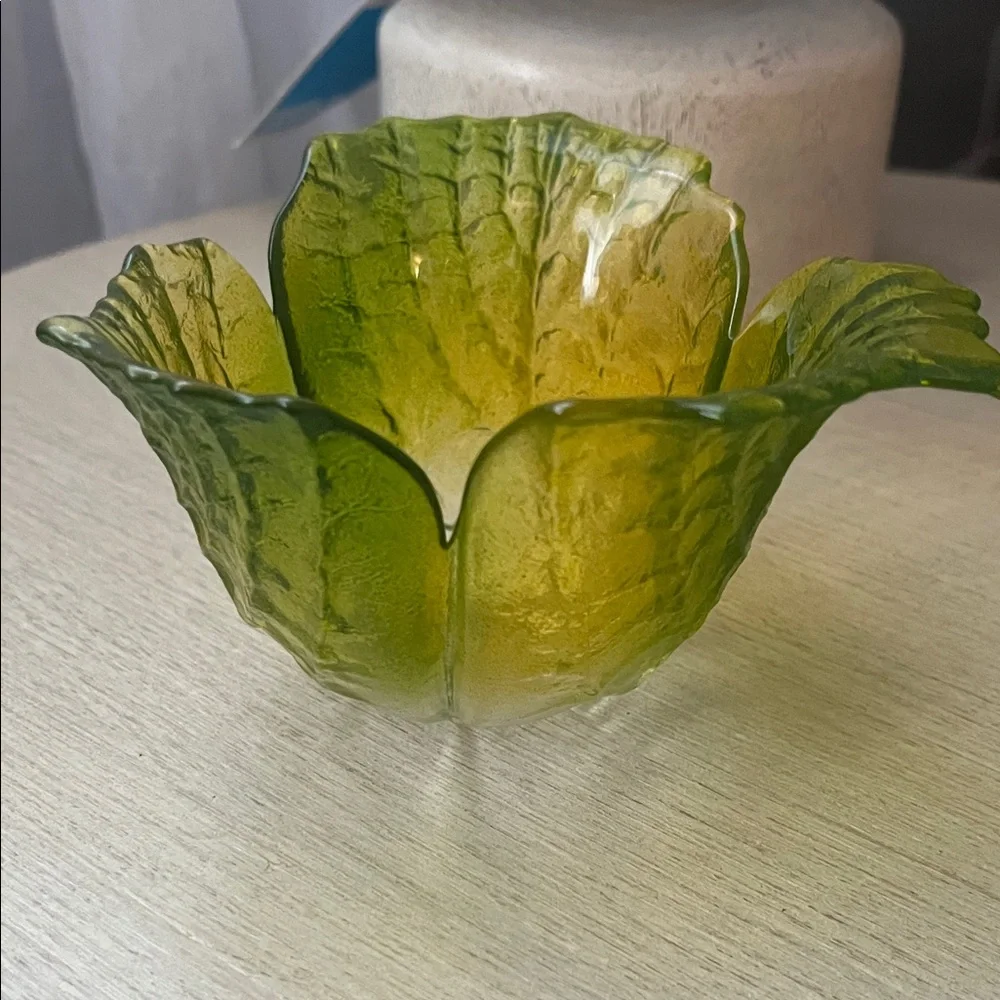 🌴⭐️ Colorful Glass Leaf Bowls / Candle Holders
